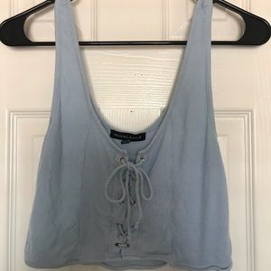 Blue Lace Up Crop Top